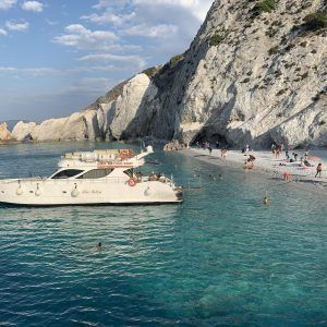 Glass bottom boat trip Skiathos with views of Lalaria Beach and Tsougria Island