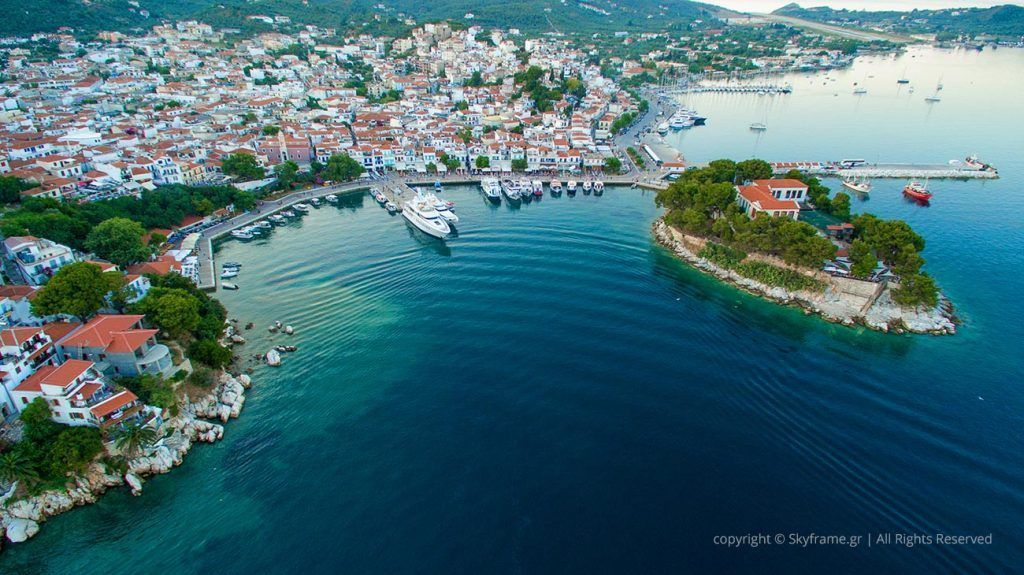Trip to Skiathos – Complete Travel Guide with view of Skiathos Town and port
