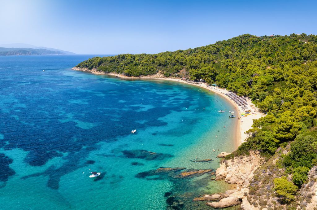 Agia Eleni Beach Skiathos 2026 – golden sandy beach with turquoise waters