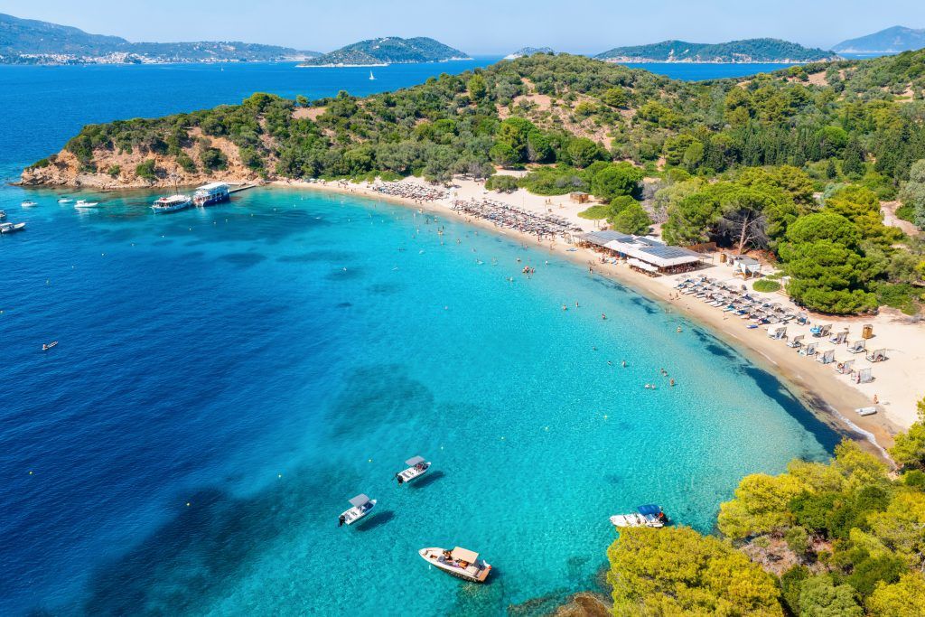 Tsougria Island Skiathos 2026 – unspoiled sandy beach on a small island opposite Skiathos Town