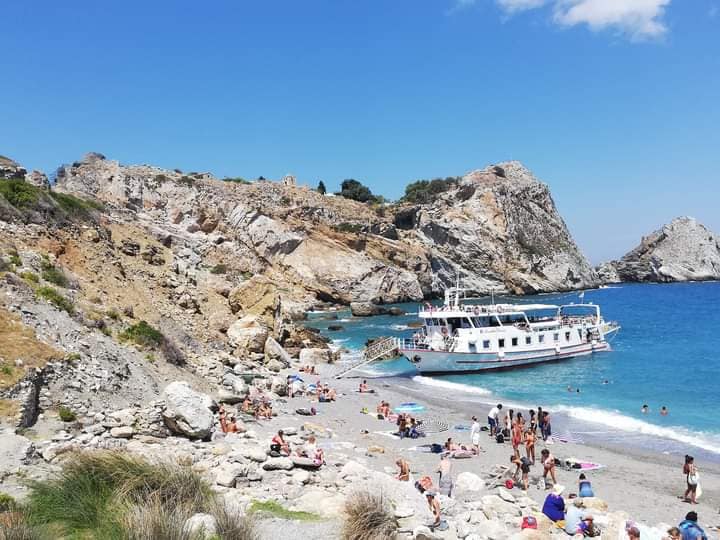 Daily boat trip around Skiathos with stops at Lalaria, Kastro, and hidden beaches