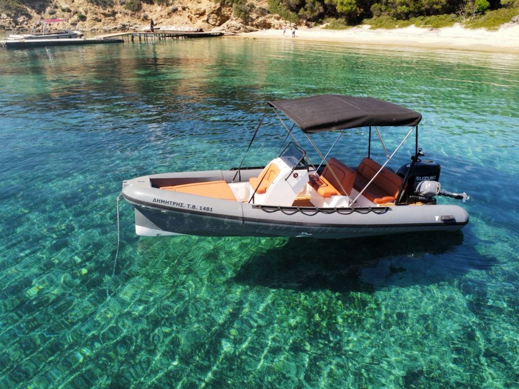 RIB boat hire Skiathos – FANKY inflatable with skipper